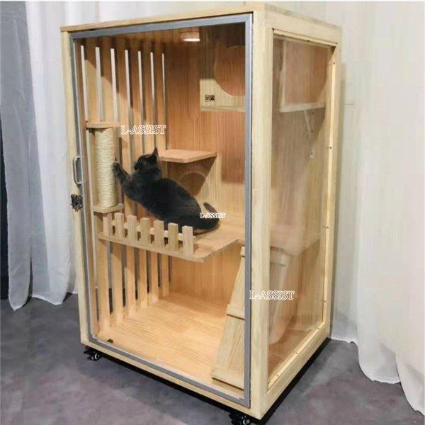 【値下げ】 人気新品★豪華２層ネコハウス 別荘 猫部屋 繁殖 アパート自由出入りドア 冬防寒 アパート ペット　キャット別墅 【BCD1101549950】(39000円)