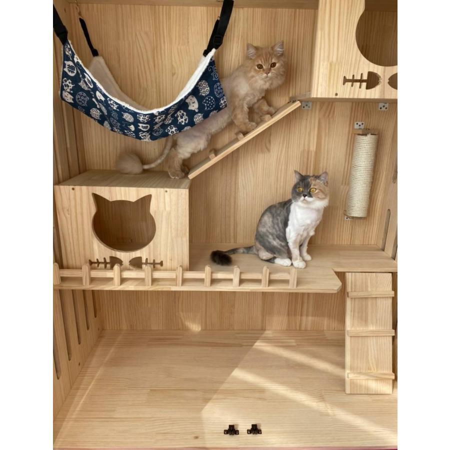 【公式】 ペットハウス キャットタワー 猫ハウス 猫用 大型猫 ネコタワー動物ハウス【猫の部屋】透明なドア 別荘 猫キャビネット 転倒防止 二つドア 【A1652324330】(58500円)