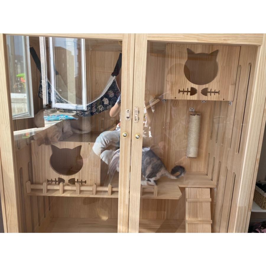 【公式】 ペットハウス キャットタワー 猫ハウス 猫用 大型猫 ネコタワー動物ハウス【猫の部屋】透明なドア 別荘 猫キャビネット 転倒防止 二つドア 【A1652324330】(58500円)