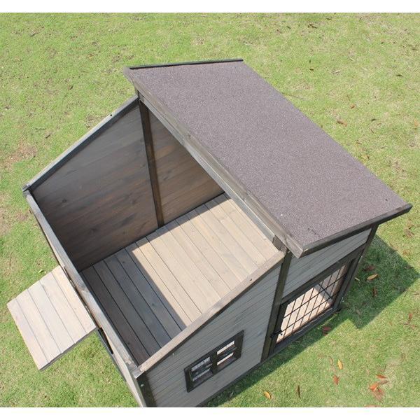 屋外用犬小屋 豪華別荘 丈夫 飼育ケージ 小動物 転倒防止 安定性抜群 組立式 松の木 木製 防腐材 中型犬 大型犬用 ペット用品 屋外用犬小屋 ペット用品