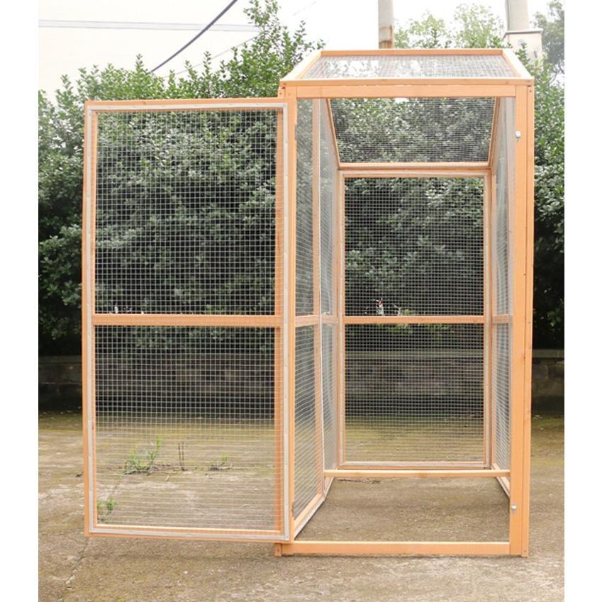 [即日発送] 透明なドア 別荘 大型インコ用　バード 鳥籠 飼育ケージ 小動物 ペット 松の木 鳥 鶏 鴨 うさぎ 室外 転倒防止 組立式 防腐材 【V1143406647】(40482円)