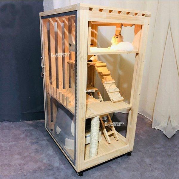 【新品 未使用 日本製】 人気新品★豪華２層ネコハウス 別荘 猫部屋 繁殖 アパート自由出入りドア 冬防寒 アパート ペット　キャット別墅 【RIZ1112843969】(39400円)