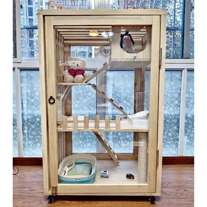 【新品 未使用 日本製】 人気新品★豪華２層ネコハウス 別荘 猫部屋 繁殖 アパート自由出入りドア 冬防寒 アパート ペット　キャット別墅 【RIZ1112843969】(39400円)