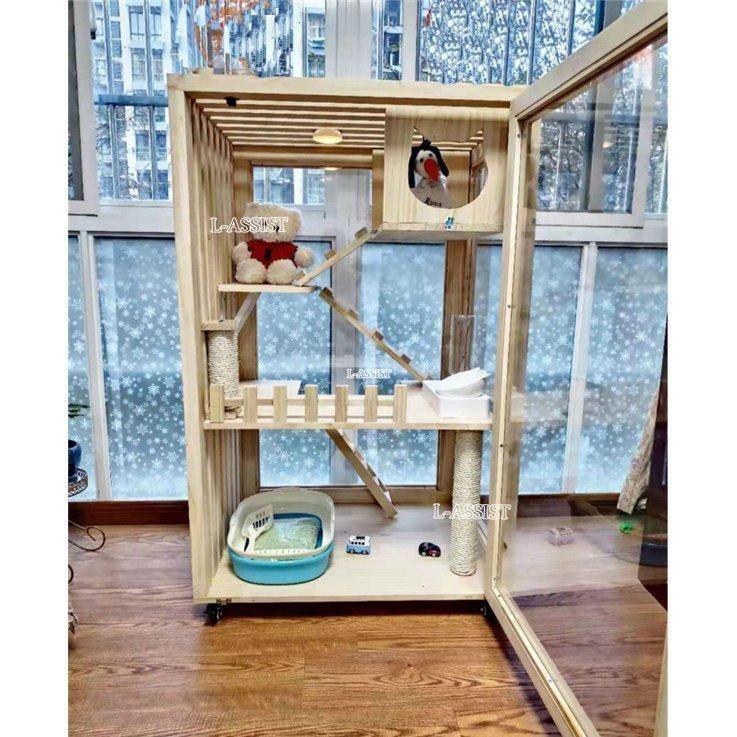 【新品 未使用 日本製】 人気新品★豪華２層ネコハウス 別荘 猫部屋 繁殖 アパート自由出入りドア 冬防寒 アパート ペット　キャット別墅 【RIZ1112843969】(39400円)