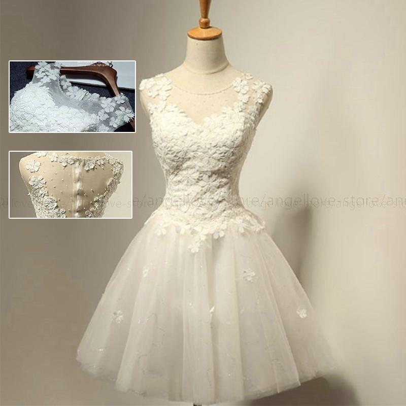 ウェディングドレス ショット丈 ミニドレス ファスナータイプ 結婚式 花嫁 ワンピース 二次会 演奏会 発表会 パーティードレス ホワイト レース 大人気 エンパイアライン 欠品の場合はメールにてご連絡いたします ご了承ください はい 了承しました