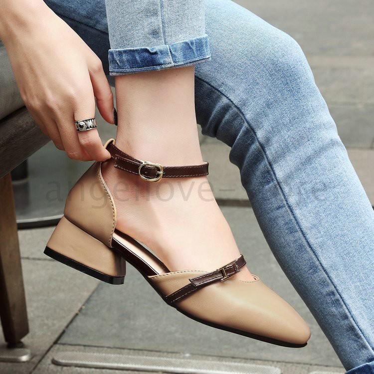 爆売り サイドオープン パンプス サンダル 新品 ストラップ 走れる 脱げない 痛くない ミドルヒール チャンキーヒール 太ヒール スクエアトゥ バイカラー サンダル 欠品の場合はメールにてご連絡いたします ご了承ください はい 了承しました