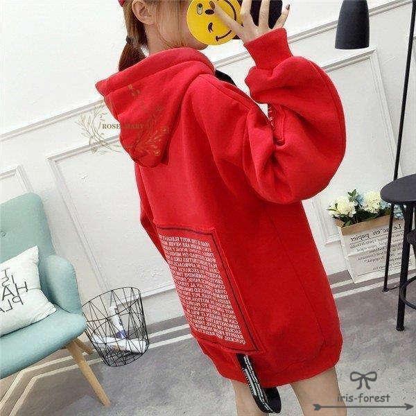 人気ブランド新作豊富 フード付き ワンピース コート トップス レディース パーカー 長袖 着痩 B系 裏起毛 スウェット ゆったり アウター ロング丈 パーカー サイズ M Www We Job Com