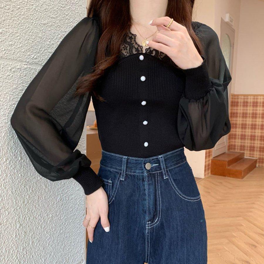 最旬トレンドパンツ 異素材ニットトップス レディース 韓国 半袖 カラー ブラック Www Sustentec Com Br