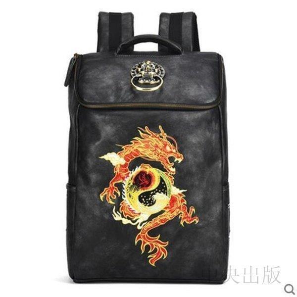 バックパック 金色獅子頭飾り08 ファッション 刺繍バッグ メンズバッグ 個性的 リュック 刺繍バッグ