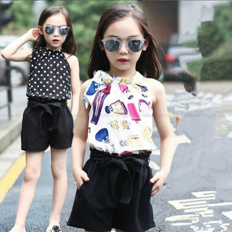 日本直送 ブラウス ショートパンツ セットアップ 子供服 女の子 韓国子供服 キッズ ジュニア ノースリーブ パンツ 柄 通園 春 夏 1 130 140 150 160cm ショッピング正規品 Ssl Daikyogo Or Jp