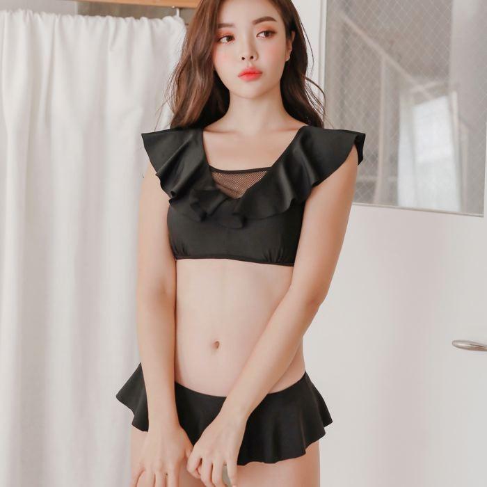 水着 ビキニ レディース ホワイト ブラック フリル シースルー ペプラム 2点セット セクシー 可愛い おしゃれ 夏 海 ビーチ 送料無料 727 |  | 12