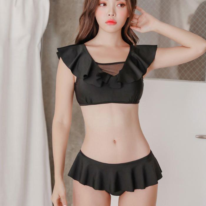 水着 ビキニ レディース ホワイト ブラック フリル シースルー ペプラム 2点セット セクシー 可愛い おしゃれ 夏 海 ビーチ 送料無料 727 |  | 14