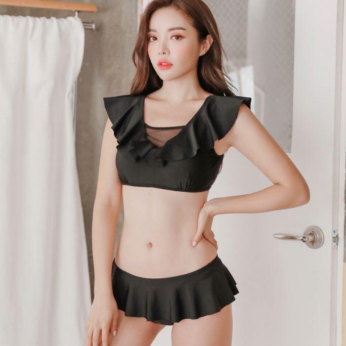 水着 ビキニ レディース ホワイト ブラック フリル シースルー ペプラム 2点セット セクシー 可愛い おしゃれ 夏 海 ビーチ 送料無料 727 |  | 19