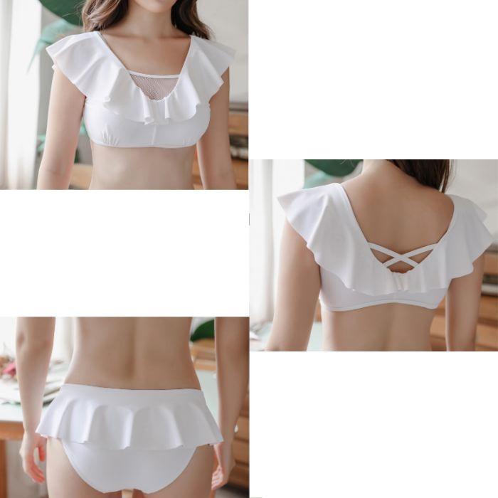 水着 ビキニ レディース ホワイト ブラック フリル シースルー ペプラム 2点セット セクシー 可愛い おしゃれ 夏 海 ビーチ 送料無料 727 |  | 11