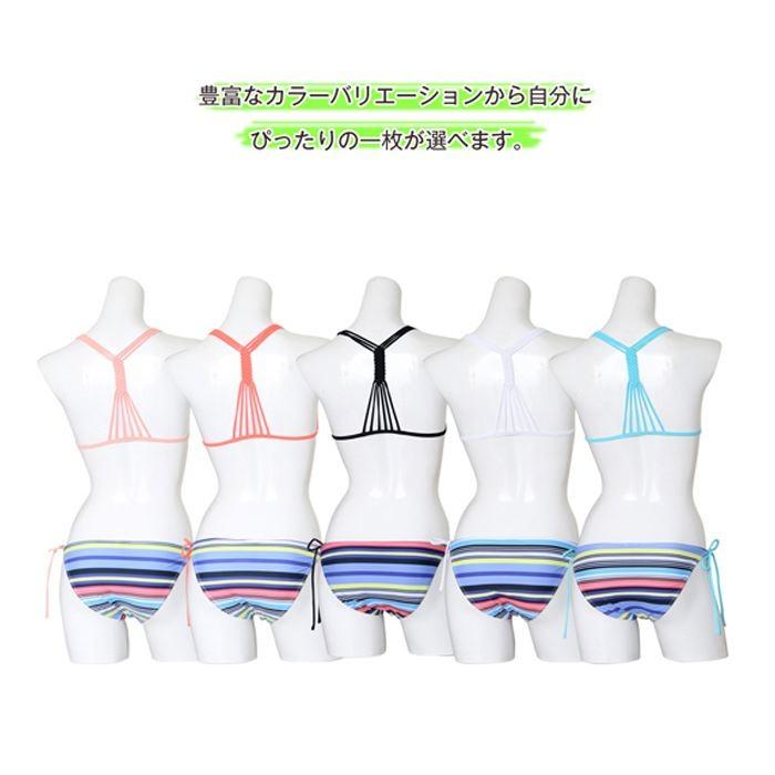 水着 ビキニ レディース ボーダー 2点セット 紐 リボン 可愛い オシャレ セクシー ピンク オレンジ ブラック ホワイト グリーン 黒 夏 送料無料 729 |  | 19