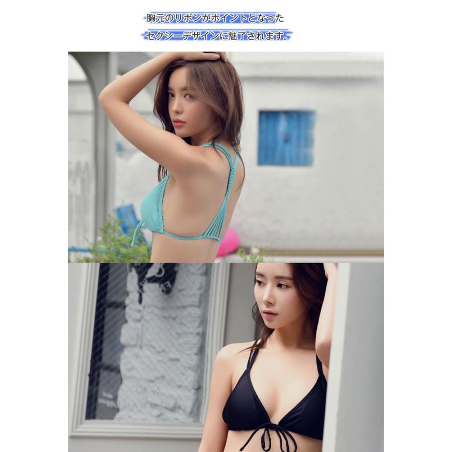 水着 ビキニ レディース ボーダー 2点セット 紐 リボン 可愛い オシャレ セクシー ピンク オレンジ ブラック ホワイト グリーン 黒 夏 送料無料 729 |  | 05