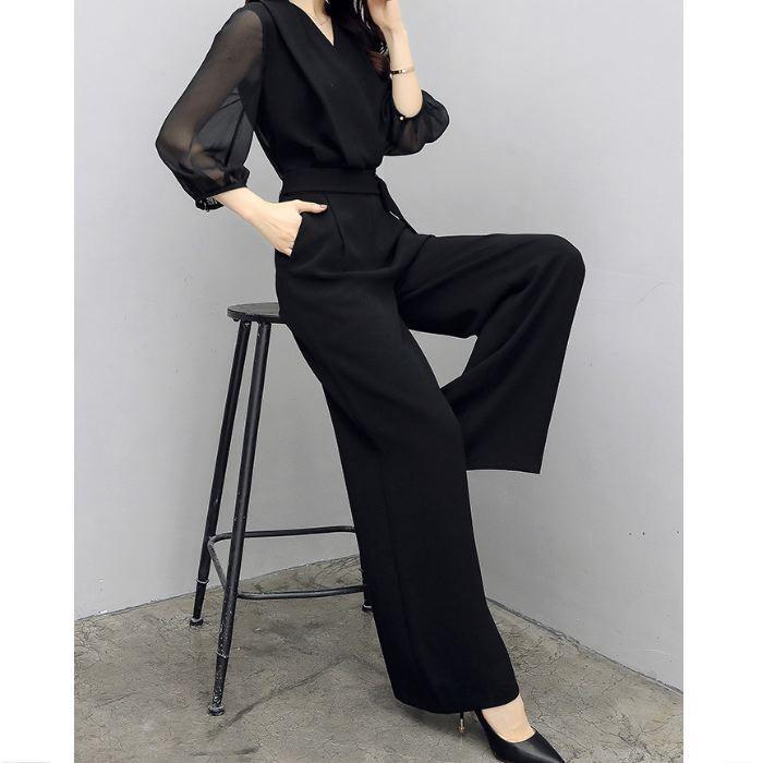 セットアップ レディース ドレス パンツ オールインワン ブラック 黒 五分袖 フォーマル 結婚式 二次会 入園式 卒園式 入学式 卒業式 |  | 04