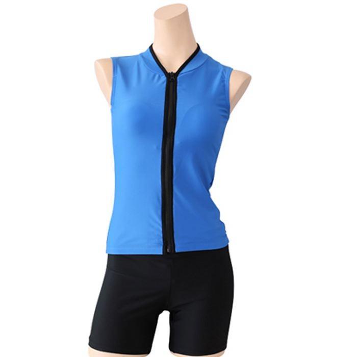 水着 タンキニ フィットネス スイミング ジム ノースリーブ ショートパンツ 短パン ブルー レッド ホワイト オシャレ シンプル 送料無料 742 |  | 05