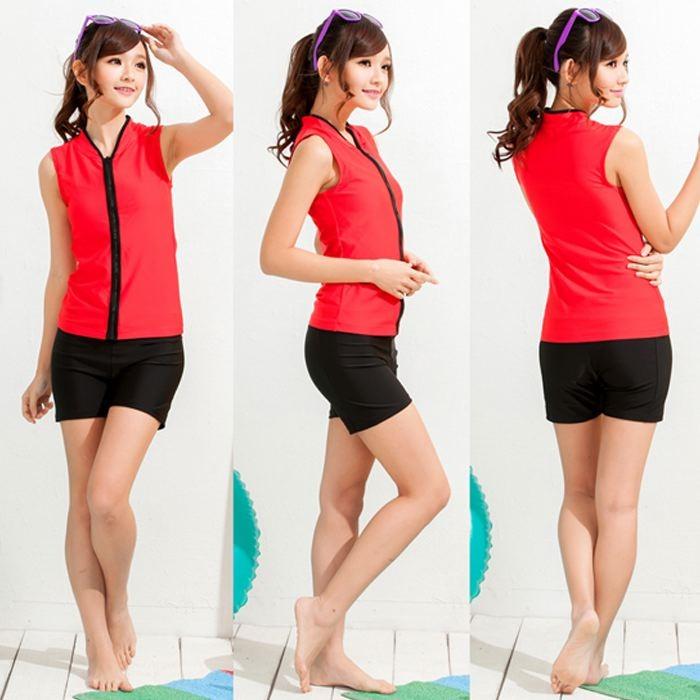 水着 タンキニ フィットネス スイミング ジム ノースリーブ ショートパンツ 短パン ブルー レッド ホワイト オシャレ シンプル 送料無料 742 |  | 06