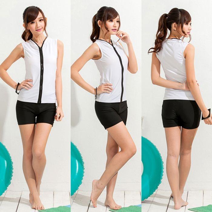 水着 タンキニ フィットネス スイミング ジム ノースリーブ ショートパンツ 短パン ブルー レッド ホワイト オシャレ シンプル 送料無料 742 |  | 08