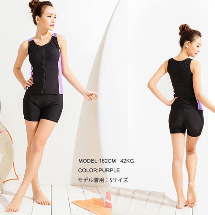 水着 レディース 体型カバー フィットネス ジム プール スイミング タンキニ オトナ女子 可愛い 競泳 競泳用 ハーフパンツ 送料無料 750 |  | 06