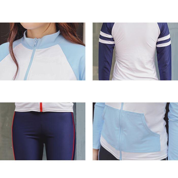 水着 レディース 体型カバー フィットネス ジム プール スイミング 長袖 オトナ女子 可愛い 競泳 競泳用 ハーフパンツ 水中ウォーキング 送料無料 752 |  | 04