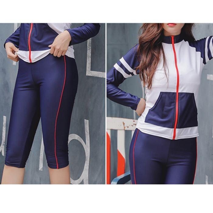 水着 レディース 体型カバー フィットネス ジム プール スイミング 長袖 オトナ女子 可愛い 競泳 競泳用 ハーフパンツ 水中ウォーキング 送料無料 752 |  | 14