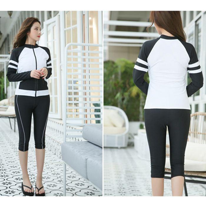 水着 レディース 体型カバー フィットネス ジム プール スイミング 長袖 オトナ女子 可愛い 競泳 競泳用 ハーフパンツ 水中ウォーキング 送料無料 752 |  | 21