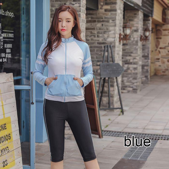 水着 レディース 体型カバー フィットネス ジム プール スイミング 長袖 オトナ女子 可愛い 競泳 競泳用 ハーフパンツ 水中ウォーキング 送料無料 752 |  | 09