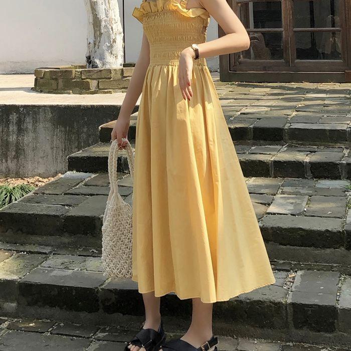 ワンピース キャミワンピース ミモレ丈 ノースリーブ フレア Aライン シャーリング ギャザー ガーリー 可愛い 送料無料 |  | 15