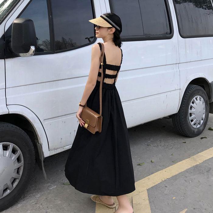 ワンピース キャミワンピース ミモレ丈 ノースリーブ フレア Aライン シャーリング ギャザー ガーリー 可愛い 送料無料 |  | 18