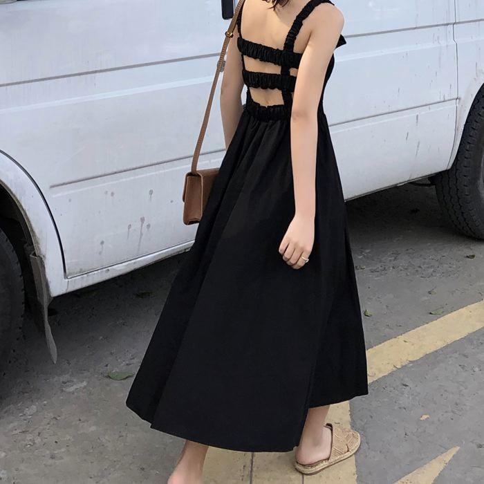 ワンピース キャミワンピース ミモレ丈 ノースリーブ フレア Aライン シャーリング ギャザー ガーリー 可愛い 送料無料 |  | 21