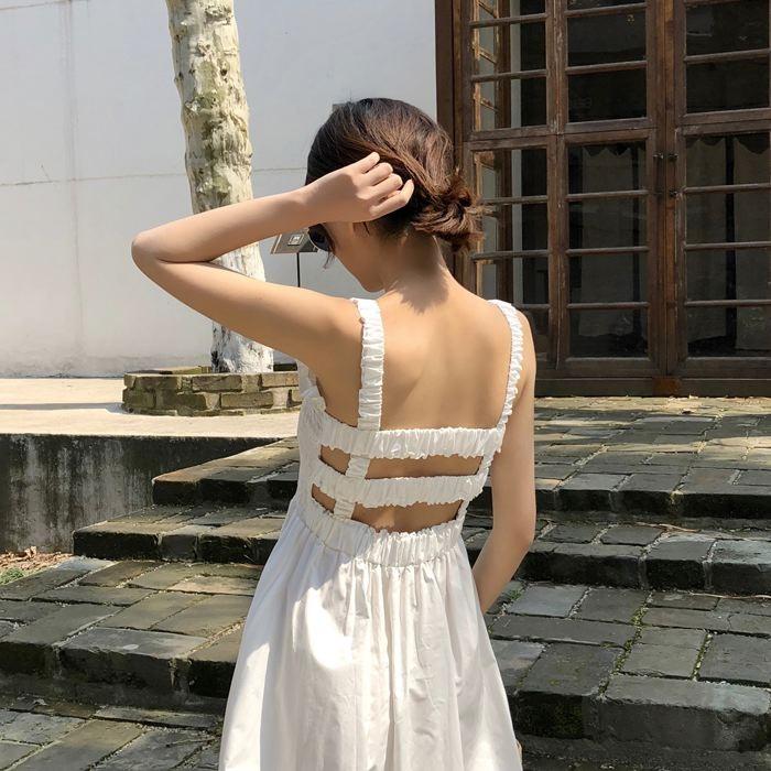 ワンピース キャミワンピース ミモレ丈 ノースリーブ フレア Aライン シャーリング ギャザー ガーリー 可愛い 送料無料 |  | 12