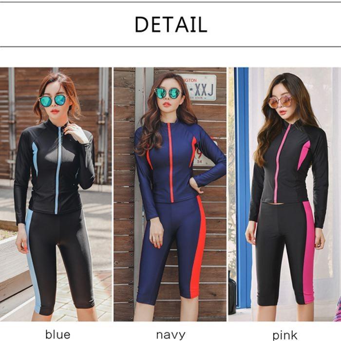 水着 レディース 体型カバー フィットネス ジム プール スイミング オトナ女子 可愛い 競泳 競泳用 長袖 水中ウォーキング 水泳 送料無料 790 |  | 06
