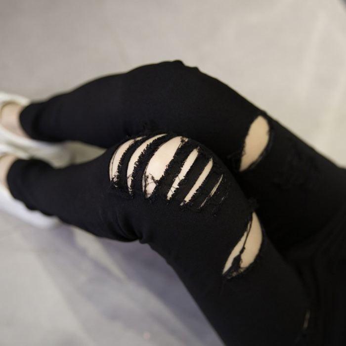 ダメージスキニーパンツ 穴あき ブラック ストレッチ パンツ ハイウエスト スキニー ズボン 可愛い オシャレ 送料無料 |  | 09