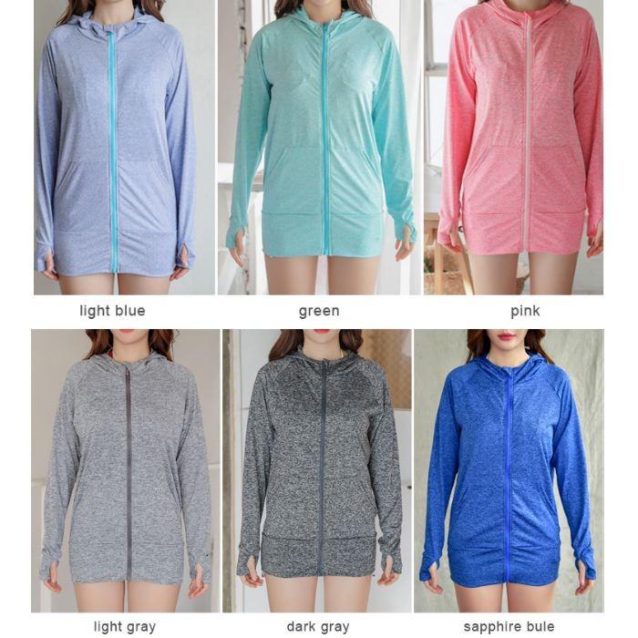 ラッシュガード レディース 長袖 UVカット フード付き 水着 体型カバー パーカー 杢柄 可愛い オシャレ トレンド 送料無料 798 |  | 07