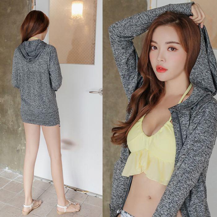 ラッシュガード レディース 長袖 UVカット フード付き 水着 体型カバー パーカー 杢柄 可愛い オシャレ トレンド 送料無料 798 |  | 20