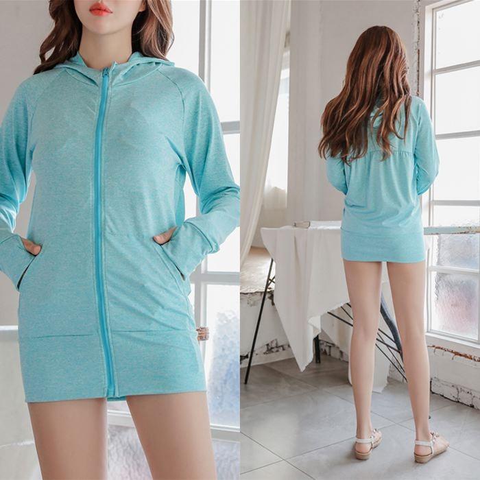 ラッシュガード レディース 長袖 UVカット フード付き 水着 体型カバー パーカー 杢柄 可愛い オシャレ トレンド 送料無料 798 |  | 11