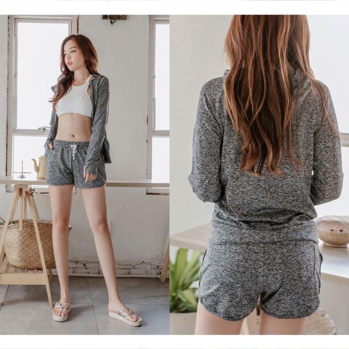 ラッシュガード UVカット 日焼け防止 長袖 ショートパンツ 上下 セット 可愛い おしゃれ 紫外線対策 シンプル 親指 穴あき 送料無料 806 |  | 09