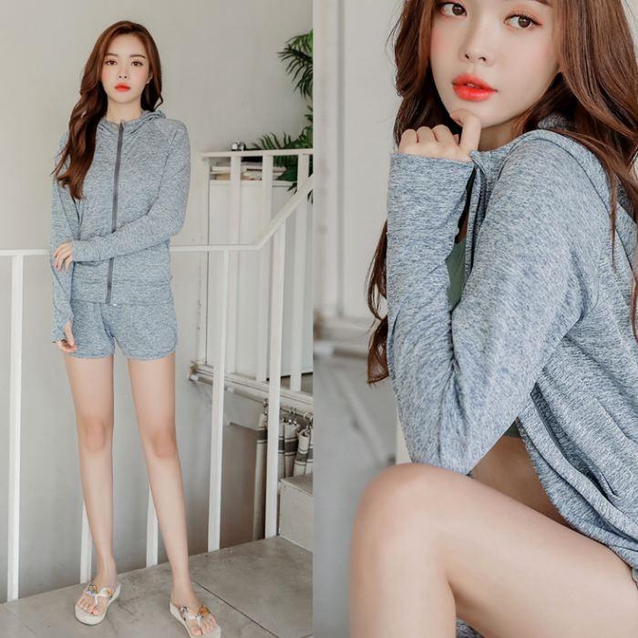 ラッシュガード UVカット 日焼け防止 長袖 ショートパンツ 上下 セット 可愛い おしゃれ 紫外線対策 シンプル 親指 穴あき 送料無料 806 |  | 12