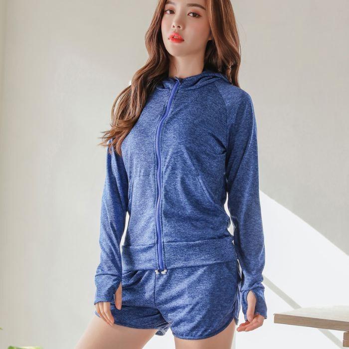 ラッシュガード UVカット 日焼け防止 長袖 ショートパンツ 上下 セット 可愛い おしゃれ 紫外線対策 シンプル 親指 穴あき 送料無料 806 |  | 14