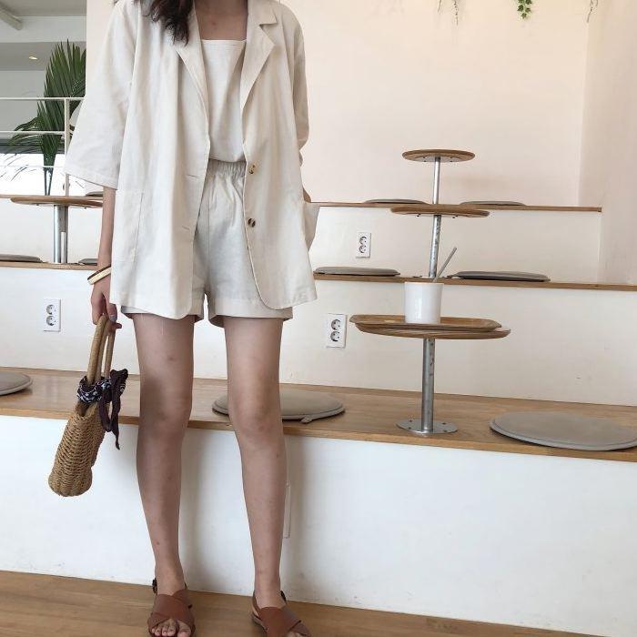 ジャケット セットアップ 3点セット レディース カジュアル ショートパンツ インナージャケット シンプル 大人 おしゃれ トレンド 送料無料 818 Mistral 通販 Yahoo ショッピング