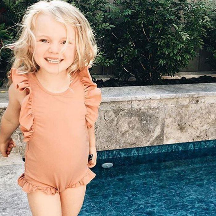 水着子供 おしゃれ  キッズ 水着 ベビー水着 子供 フリル ワンピース 袖フリル ブルーグレー オレンジ くすみカラー |  | 06