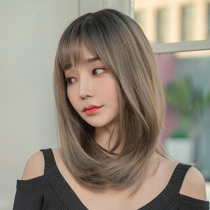 ウイッグ 自然 フルウィッグ マロングレー ダークブラウン かつら ミディアム セミロング レディース 自然 医療用 ネット付き 耐熱 Wig 小顔効果  829 |  | 12