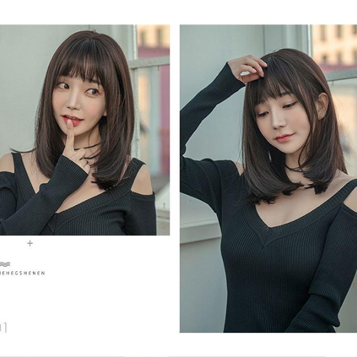 ウイッグ 自然 フルウィッグ マロングレー ダークブラウン ウイッグ 自然 フルウィッグ マロングレー ダークブラウン