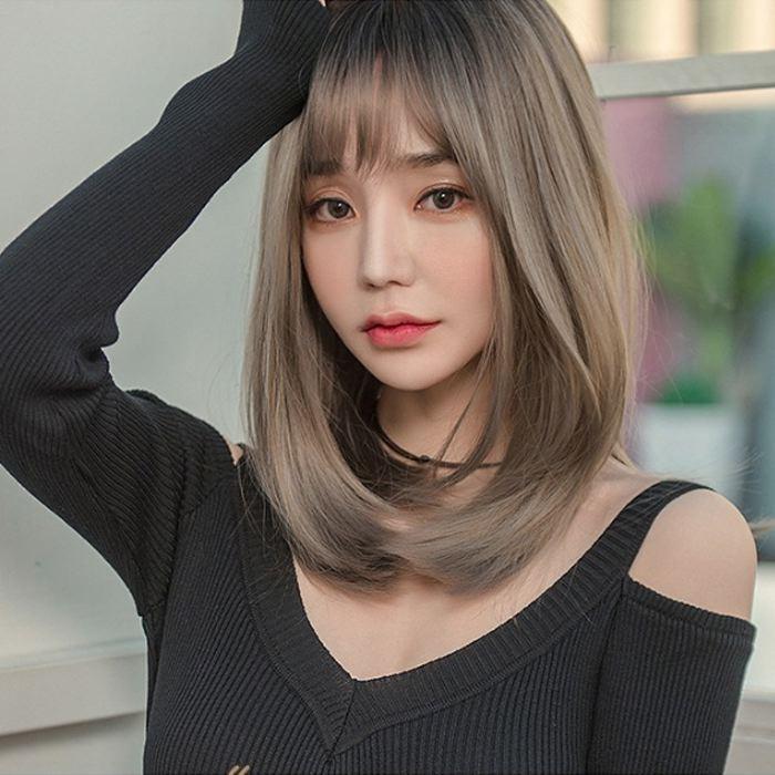 ウイッグ 自然 フルウィッグ マロングレー ダークブラウン かつら ミディアム セミロング レディース 自然 医療用 ネット付き 耐熱 Wig 小顔効果  829 |  | 10