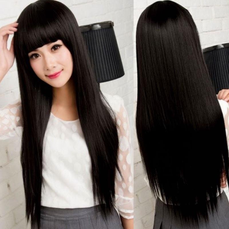 医療用 ぱっつん ロング ストレート ウィッグ 黒髪 ハロウィン 845 Mistral 通販 Yahoo ショッピング