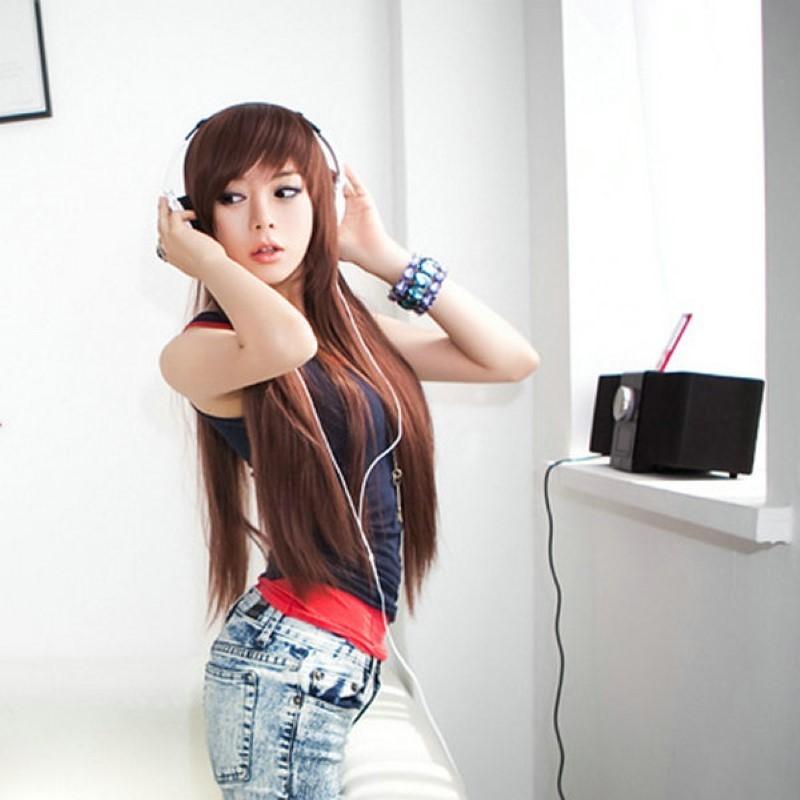 ウィッグ ロングストレート フルウィッグ ダークブラウン 耐熱