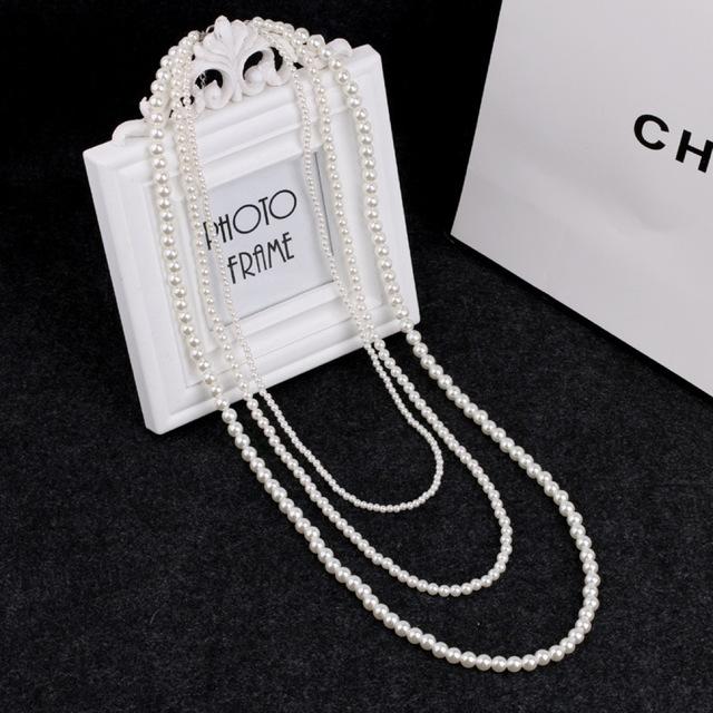 3連 パールネックレス ロング 白 ホワイト アクセサリー フォーマル ネックレス 結婚式 卒業式 入学式 同窓会 謝恩会 ウェディング 二次会 |  | 01