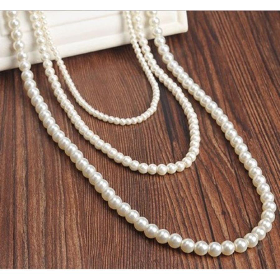 3連 パールネックレス ロング 白 ホワイト アクセサリー フォーマル ネックレス 結婚式 卒業式 入学式 同窓会 謝恩会 ウェディング 二次会 |  | 05